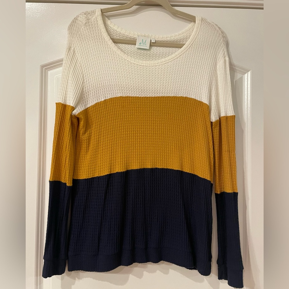 Long sleeve waffled top